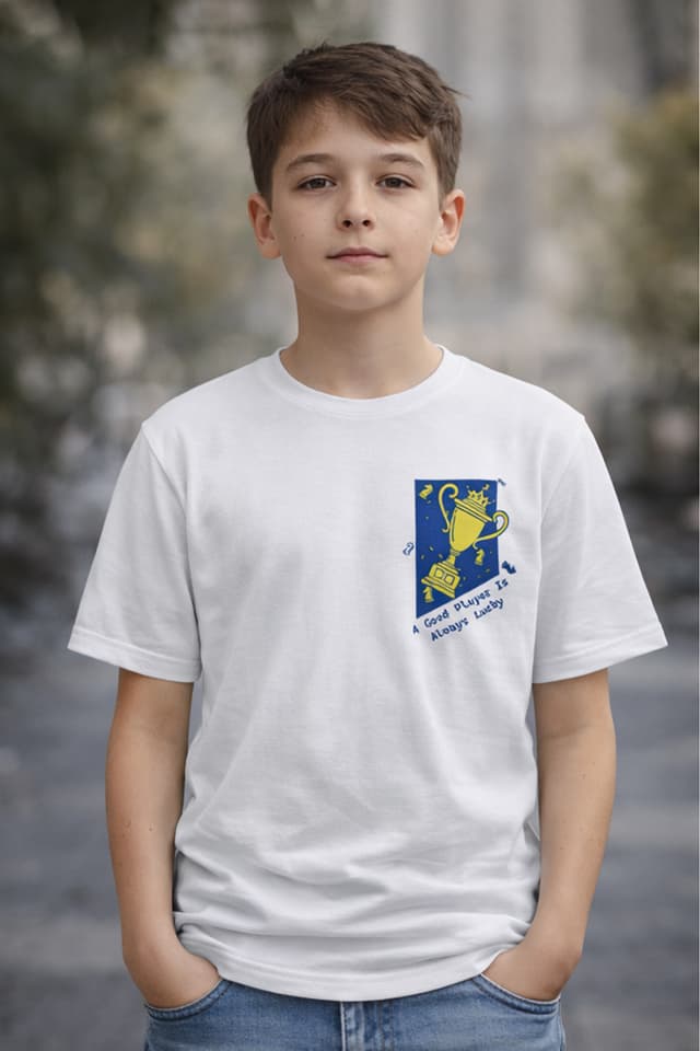Satranç365 "Endgame" Retro Tasarım Beyaz Çocuk & Genç Tişört - %100 Pamuklu resmi